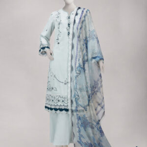 SKY BLUE LAWN 3PC UNSTITCHED | JLU-S-26-4063 SCHIFFLI BLISS-1